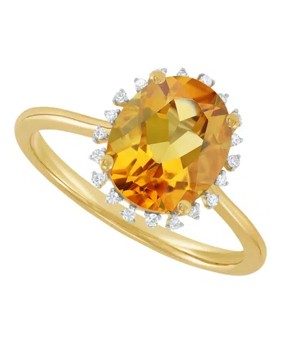 Macy's Citrine (2-1/5 Ct. T.w.) & Diamond Accent Ring In 10k Yellow Gold (also Available In Blue Topaz, Ame