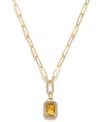 Macy's Citrine (2-1/5 Ct. T.w.) & White Topaz (5/8 Ct. T.w.) Framed Paperclip Link 18" Pendant Necklace In In Citrine