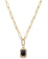 Macy's Citrine (2-1/5 Ct. T.w.) & White Topaz (5/8 Ct. T.w.) Framed Paperclip Link 18" Pendant Necklace In In Onyx