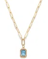 Macy's Citrine (2-1/5 Ct. T.w.) & White Topaz (5/8 Ct. T.w.) Framed Paperclip Link 18" Pendant Necklace In In Sky Blue Topaz