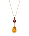 Macy's Citrine (2-9/10 Ct. T.w.), Garnet (5/8 Ct. T.w.) And Accent Diamond Necklace In 10k Yellow Gold In Gold