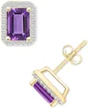 Macy's Citrine (2 Ct. T.w.) & Lab-created White Sapphire (1/4 Ct. T.w.) Square Halo Stud Earrings In 10k Go In Amethyst