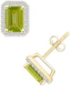 Macy's Citrine (2 Ct. T.w.) & Lab-created White Sapphire (1/4 Ct. T.w.) Square Halo Stud Earrings In 10k Go In Peridot