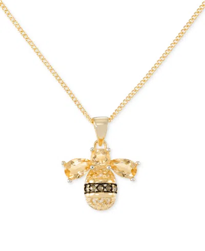 Macy's Citrine (2 Ct. T.w.) & Marcasite Bee 18" Pendant Necklace In 18k Gold-plated Sterling Silver