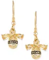 Macy's Citrine (2 Ct. T.w.) & Marcasite Bee Drop Earrings In 18k Gold-plated Sterling Silver