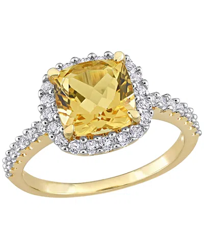 Macy's Citrine (2 Ct. T.w.) & White Topaz (1 Ct. T.w.) Ring In 18k Gold Flash Plated Sterling Silver (also 