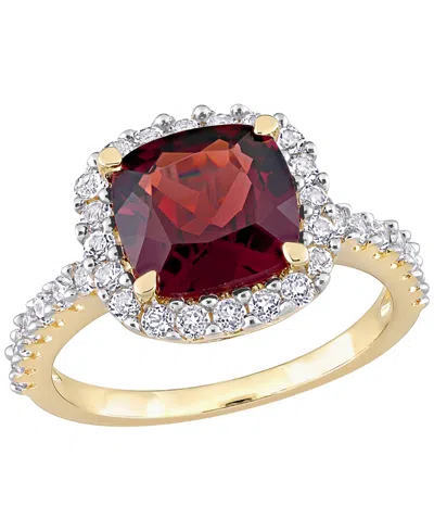 Macy's Citrine (2 Ct. T.w.) & White Topaz (1 Ct. T.w.) Ring In 18k Gold Flash Plated Sterling Silver (also  In Burgundy