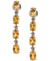 Macy's Citrine (3-1/5 Ct. T.w.) & White Topaz (5/8 Ct. T.w.) Linear Drop Earrings In Sterling Silver In Citrine