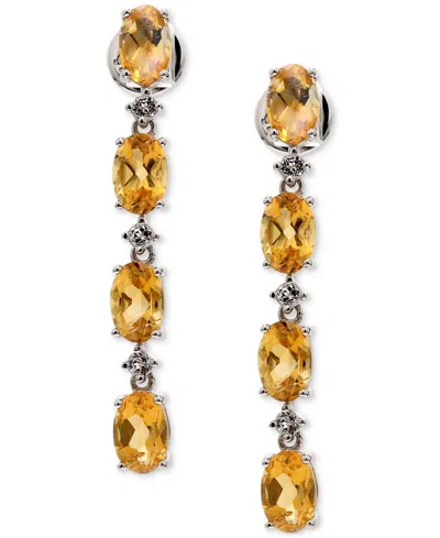 Macy's Citrine (3-1/5 Ct. T.w.) & White Topaz (5/8 Ct. T.w.) Linear Drop Earrings In Sterling Silver
