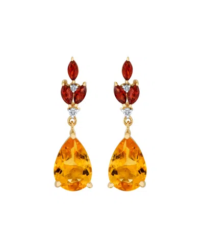Macy's Citrine (3-3/8 Ct. T.w.) And Garnet Earrings (3/4 Ct. T.w.) In 10k Yellow Gold