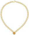Macy's Citrine (3-3/8 Ct. T.w.) & White Topaz (1/3 Ct. T.w.) Xoxo Link 18" Collar Necklace In 14k Gold-plat In Citrine