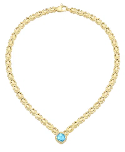 Macy's Citrine (3-3/8 Ct. T.w.) & White Topaz (1/3 Ct. T.w.) Xoxo Link 18" Collar Necklace In 14k Gold-plat