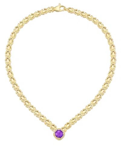 Macy's Citrine (3-3/8 Ct. T.w.) & White Topaz (1/3 Ct. T.w.) Xoxo Link 18" Collar Necklace In 14k Gold-plat