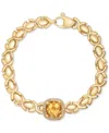 Macy's Citrine (3-3/8 Ct. T.w.) & White Topaz (1/3 Ct. T.w.) Xoxo Link Bracelet In 14k Gold-plated Sterling In Citrine