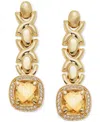 Macy's Citrine (3-5/8 Ct. T.w.) & White Topaz (1/2 Ct. T.w.) Xoxo Link Drop Earrings In 14k Gold-plated Ste In Citrine