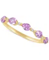 Macy's Citrine (3/4 Ct. T.w.) & Lab-grown White Sapphire (1/20 Ct. T.w.) Pear Ring In 14k Gold-plated Sterl In Pink Sapphire
