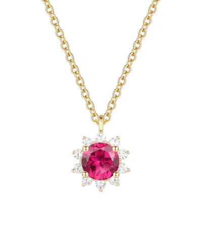 Macy's Citrine (3/4 Ct. T.w.) & Lab Grown White Sapphire (1/4 Ct. T.w.) Necklace In 14k Gold Over Sterling  In Pink
