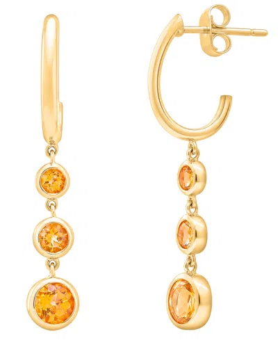 Macy's Citrine (3/4 Ct. T.w.) Drop Earrings In 14k Gold Over Sterling Silver In Yellow