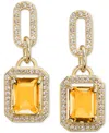 Macy's Amethyst (4-3/8 Ct. T.w.) & White Topaz (1-1/6 Ct. T.w.) Framed Dangle Drop Earrings In 14k Gold-pla In Citrine