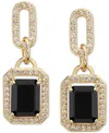 Macy's Amethyst (4-3/8 Ct. T.w.) & White Topaz (1-1/6 Ct. T.w.) Framed Dangle Drop Earrings In 14k Gold-pla In Onyx