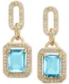 MACY'S AMETHYST (4-3/8 CT. T.W.) & WHITE TOPAZ (1-1/6 CT. T.W.) FRAMED DANGLE DROP EARRINGS IN 14K GOLD-PLA