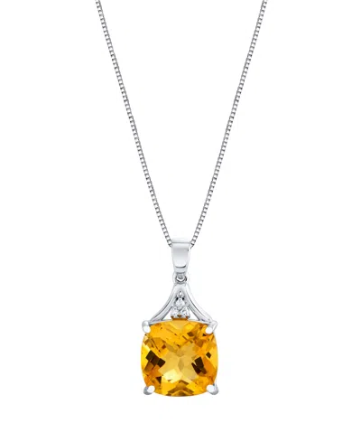 Macy's Citrine (7 Ct. T.w.) And Diamond Accent Necklace In Sterling Silver In Orange