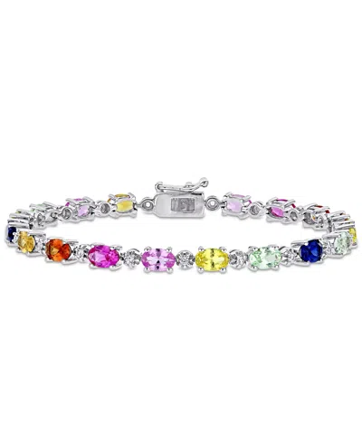 Macy's Citrine (8-1/10 Ct. T.w.) & Diamond Accent Link Bracelet In 18k Gold-plated Sterling Silver In Multi