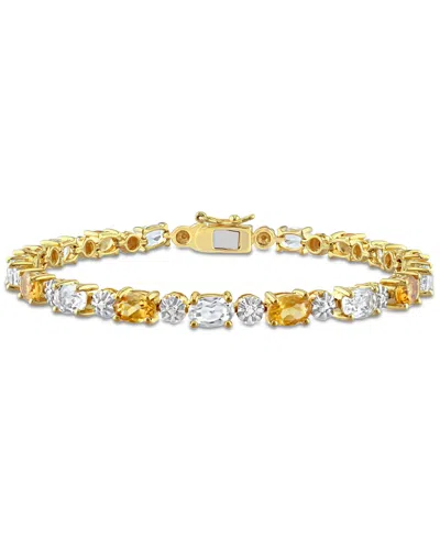 Macy's Citrine (8-1/10 Ct. T.w.) & Diamond Accent Link Bracelet In 18k Gold-plated Sterling Silver In White Topaz