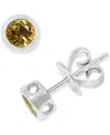Macy's Citrine Bezel Stud Earrings (3/8 Ct. T.w.) In Sterling Silver In Citrine