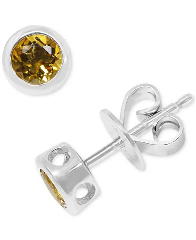 Macy's Citrine Bezel Stud Earrings (3/8 Ct. T.w.) In Sterling Silver