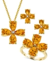 Macy's Citrine Diamond Accent Flower Jewelry Collection In 14k Gold Plated Sterling Silver In Citrine