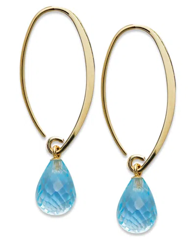Macy's Citrine Long Hoop Earrings (6-1/2 Ct. T.w.) In 14k Gold (also Available In Amethyst, Blue Topaz, & P