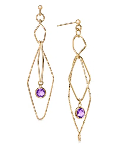 Macy's Citrine Openwork Orbital Geometric Drop Earrings (5/8 Ct. T.w.) In 14k Gold-plated Sterling Silver