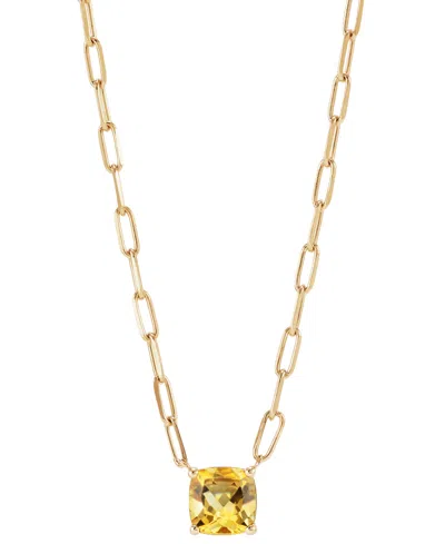 Macy's Citrine Paperclip Link 18" Pendant Necklace (1-5/8 Ct. T.w.) In 14k Gold-plated Sterling Silver (als