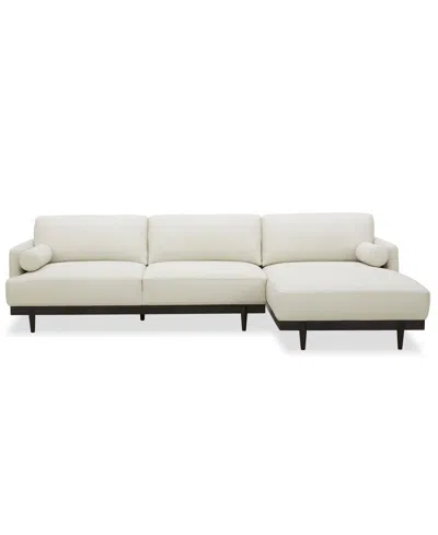 Macy's Clarie 2-pc. Leather Chaise Sectional In White