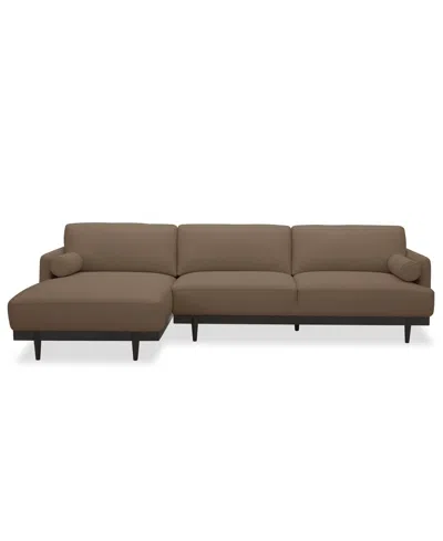 Macy's Clarie 2-pc. Leather Chaise Sectional In Brown
