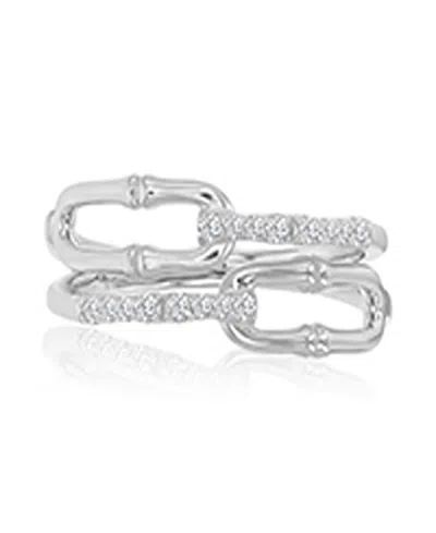Macy's Classic Cubic Zirconia Link Ring In Rhodium Over Sterling Silver In Pattern
