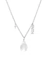 Macy's Clear Quartz Pear Shape Bead 16mm Charm Necklace In Fine Silver Plated Brass In Fine Silver Plated Brass