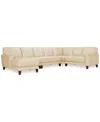 Macy's Closeout! Ashlinn 144" 5-pc. Pastel Leather Sectional, Created For  In Butter Yellow