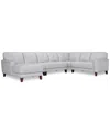 Macy's Closeout! Ashlinn 144" 5-pc. Pastel Leather Sectional, Created For  In Grey Mist