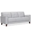 Macy's Closeout! Ashlinn 84" Pastel Leather Sofa, Created For  In Grey Mist
