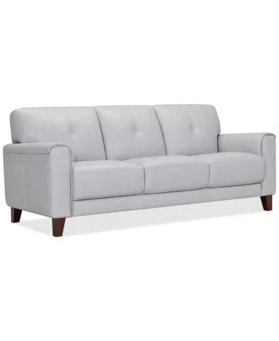 Macy's Closeout! Ashlinn 84" Pastel Leather Sofa, Created For  In Grey Mist