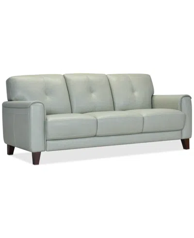 Macy's Closeout! Ashlinn 84" Pastel Leather Sofa, Created For  In Mint Green