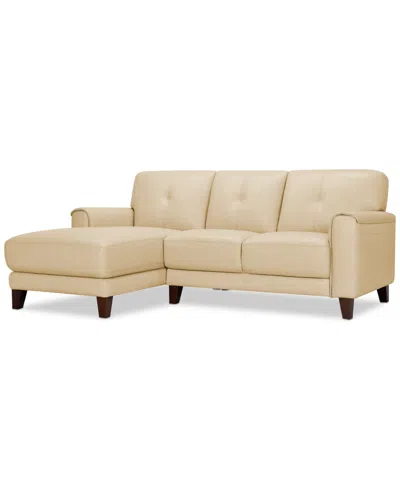 Macy's Closeout! Ashlinn 86" 2-pc. Pastel Leather Sectional, Created For  In Butter Yellow