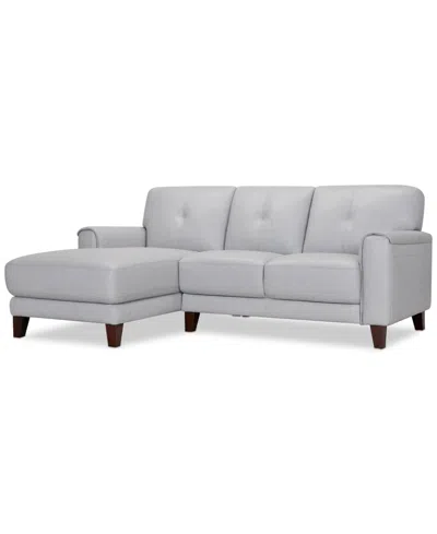 Macy's Closeout! Ashlinn 86" 2-pc. Pastel Leather Sectional, Created For  In Grey Mist