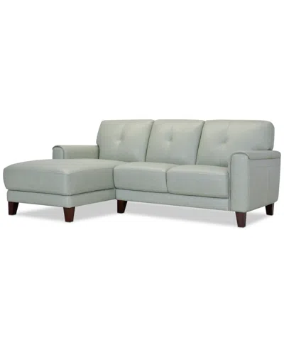 Macy's Closeout! Ashlinn 86" 2-pc. Pastel Leather Sectional, Created For  In Mint Green