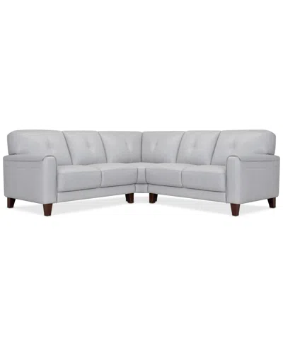 Macy's Closeout! Ashlinn 94" 3-pc. Pastel Leather Sectional, Created For  In Grey Mist