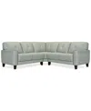 Macy's Closeout! Ashlinn 94" 3-pc. Pastel Leather Sectional, Created For  In Mint Green