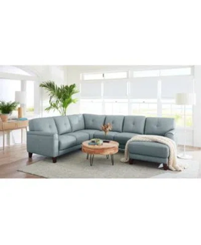 Macy's Closeout Ashlinn Pastel Leather Sectional Collection Created For Macys In Butter Yellow