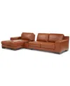 Macy's Closeout! Darrium 3-pc. Leather Chaise Sofa With Console, Created For  In Cognac